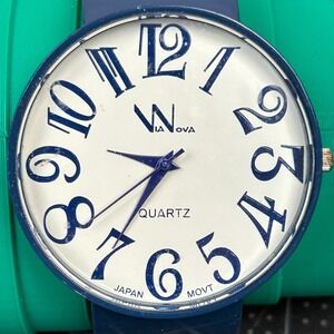 VIA NOVA Quartz Japan Movt Blue Metal Spring Bangle Watch